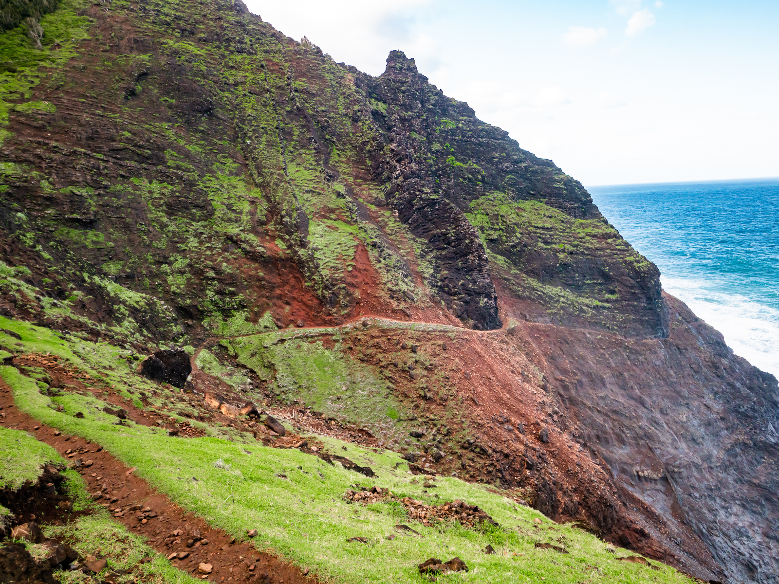Hiking along the undeveloped trail of Kalalau Trail beside the famous Na Pali Coast, is one of the best things to do in Kauai