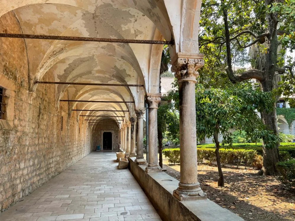 Outside lobby at the old Benedict Monastery Of St Mary in Lokrum, Croatia was transformed as a movie set and now one of the Game of Thrones filming locations you can visit 
