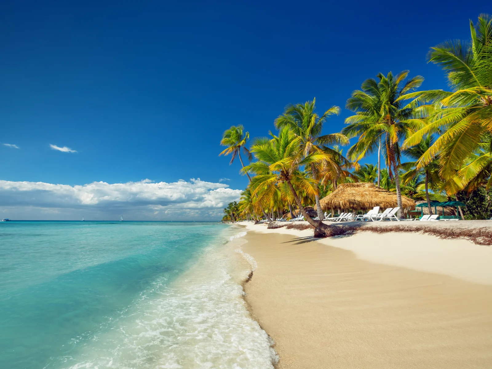 White sand beach with teal water during the best time to visit Punta Cana