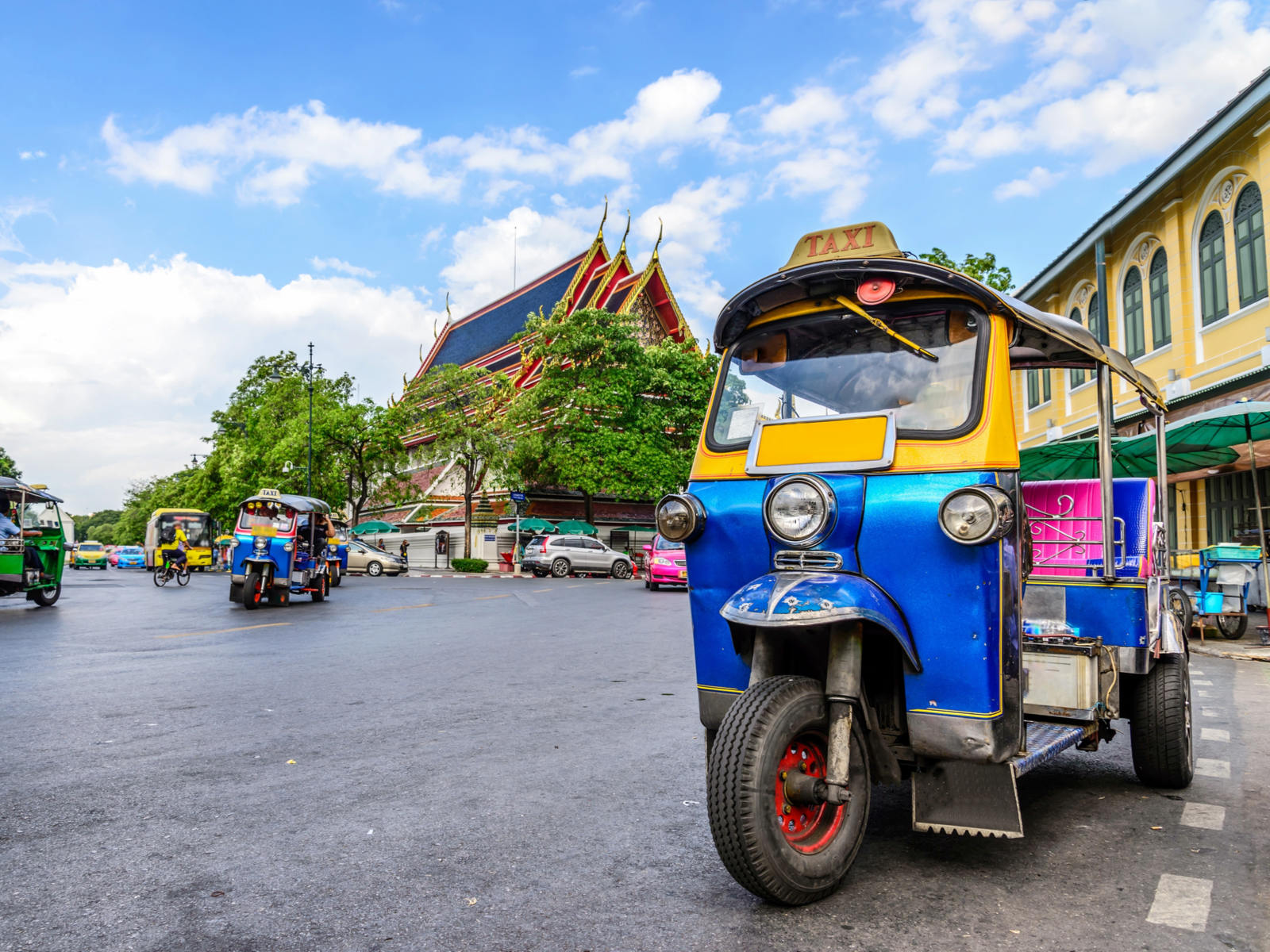 Blue Tuk Tuk, a traditional form of transportation, during the best time to visit Thailand