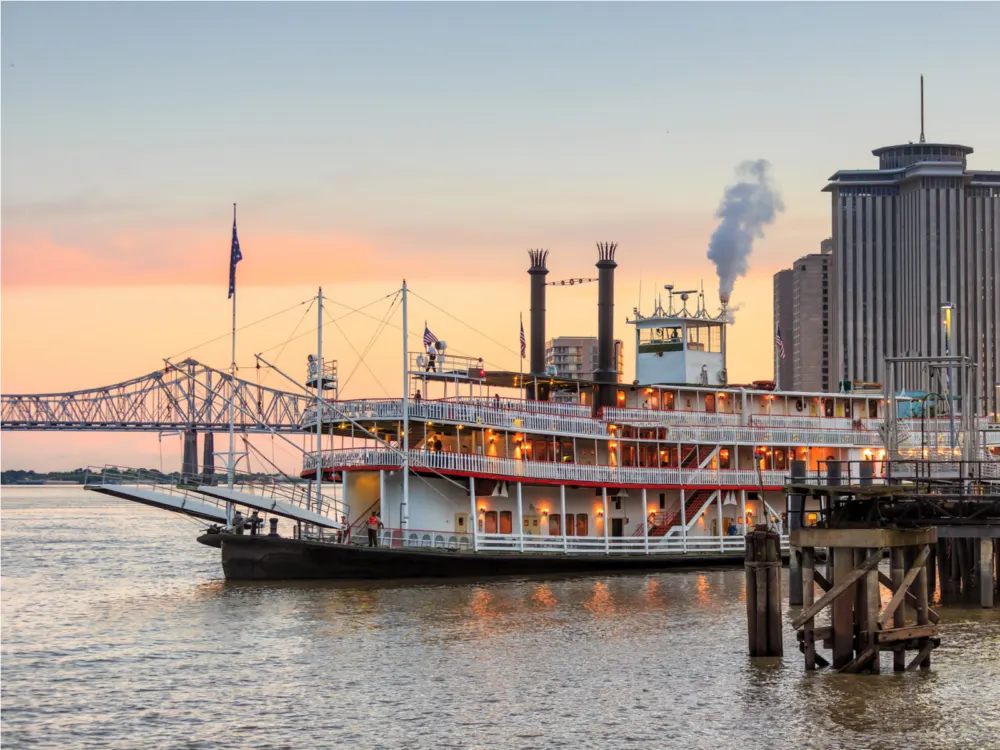 Riverboat steamer on the Mississippi River for a piece titled Is New Orleans Safe