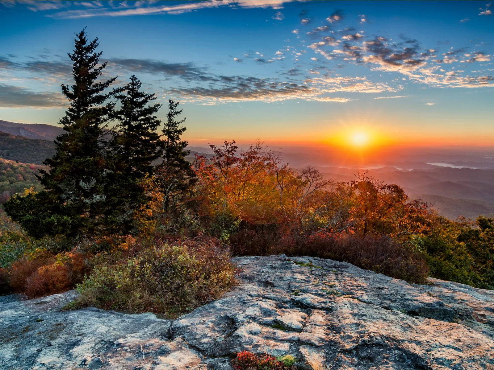 Sunrise over the Blue Ridge Mountains for a piece on things to do in Asheville NC