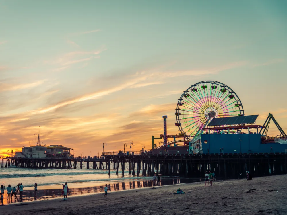 Photo of the Santa Monica pier pictured during the best time to visit California