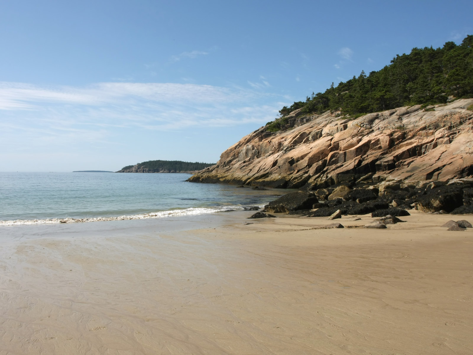Photo of the swimming area at Acadia National Park, home to one of the best beaches on the East Coast