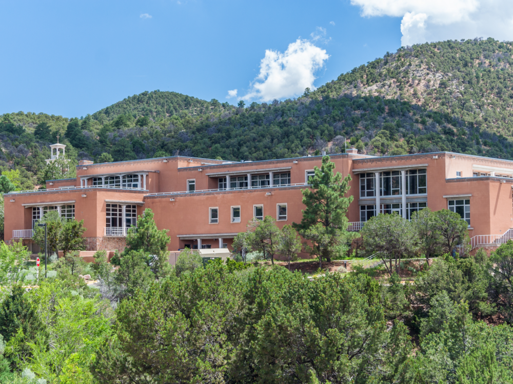 A campus on the hills during a hot Summer at St. John's College in New Mexico, one of the most beautiful college campuses