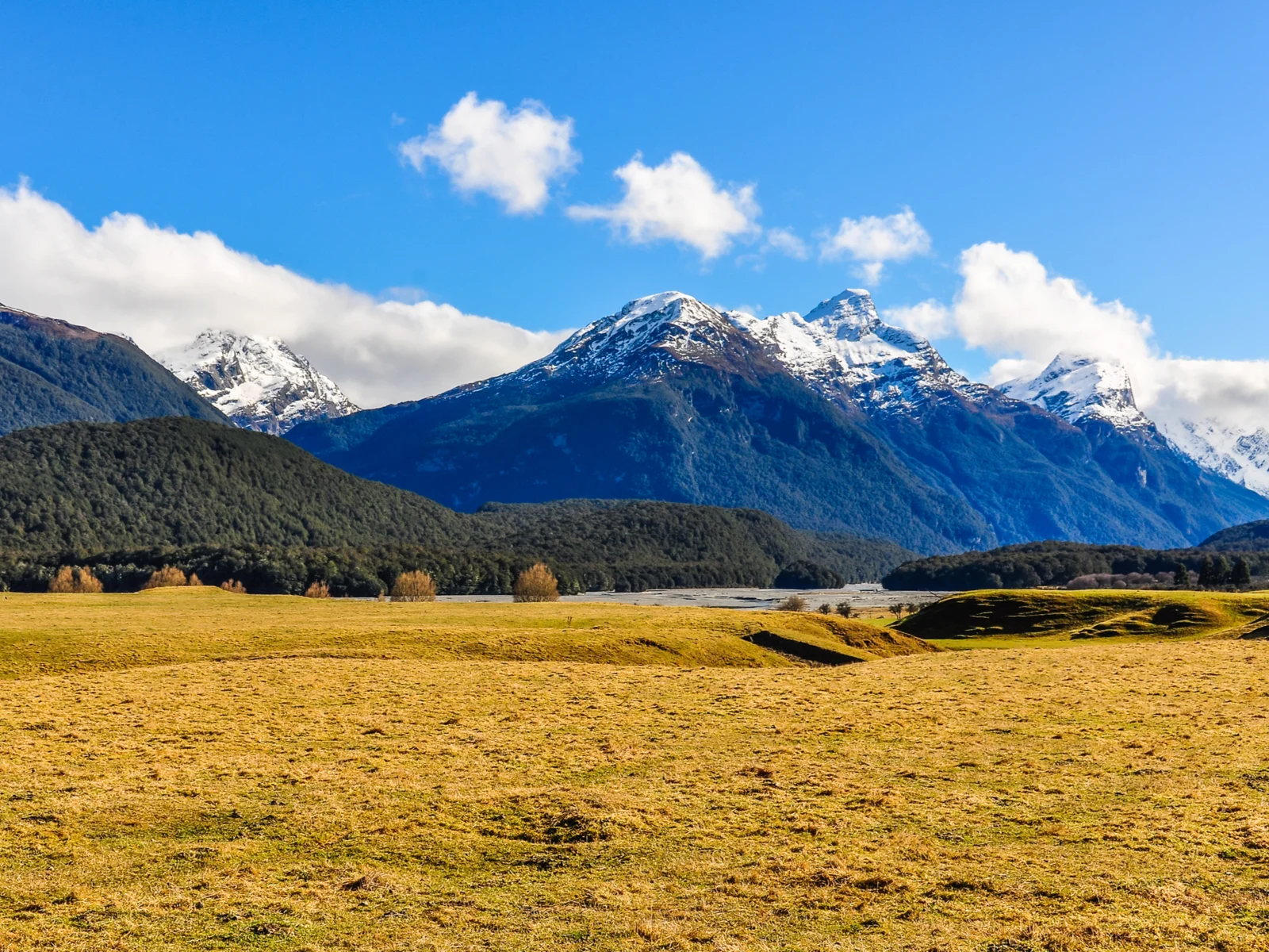 Mountain on a somewhat cloudy day in Glenorchy, a Lord of the Rings filming location that you can actually visit