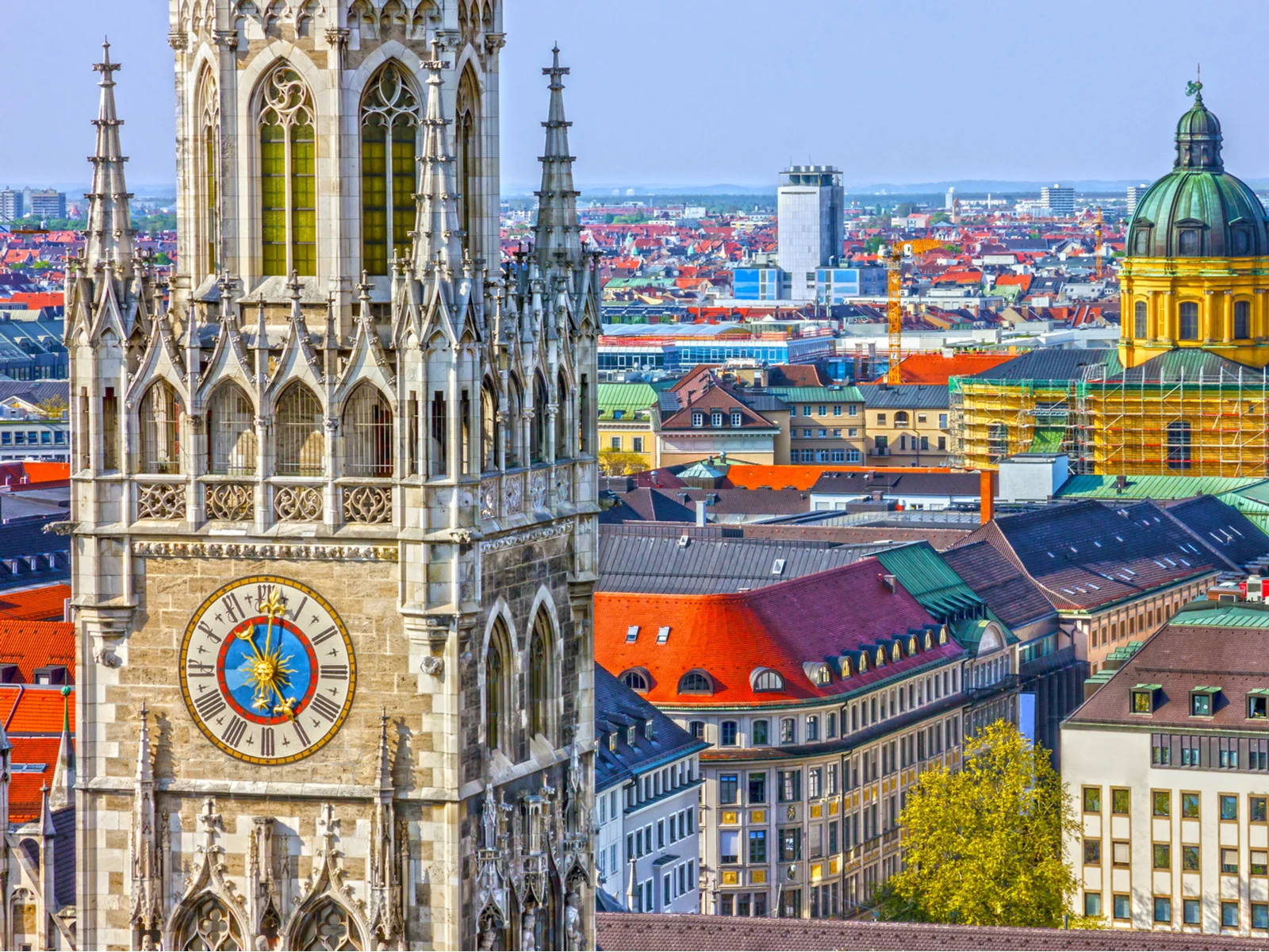 Munich pictured over the Marienplatz town hall during the best time to visit Germany