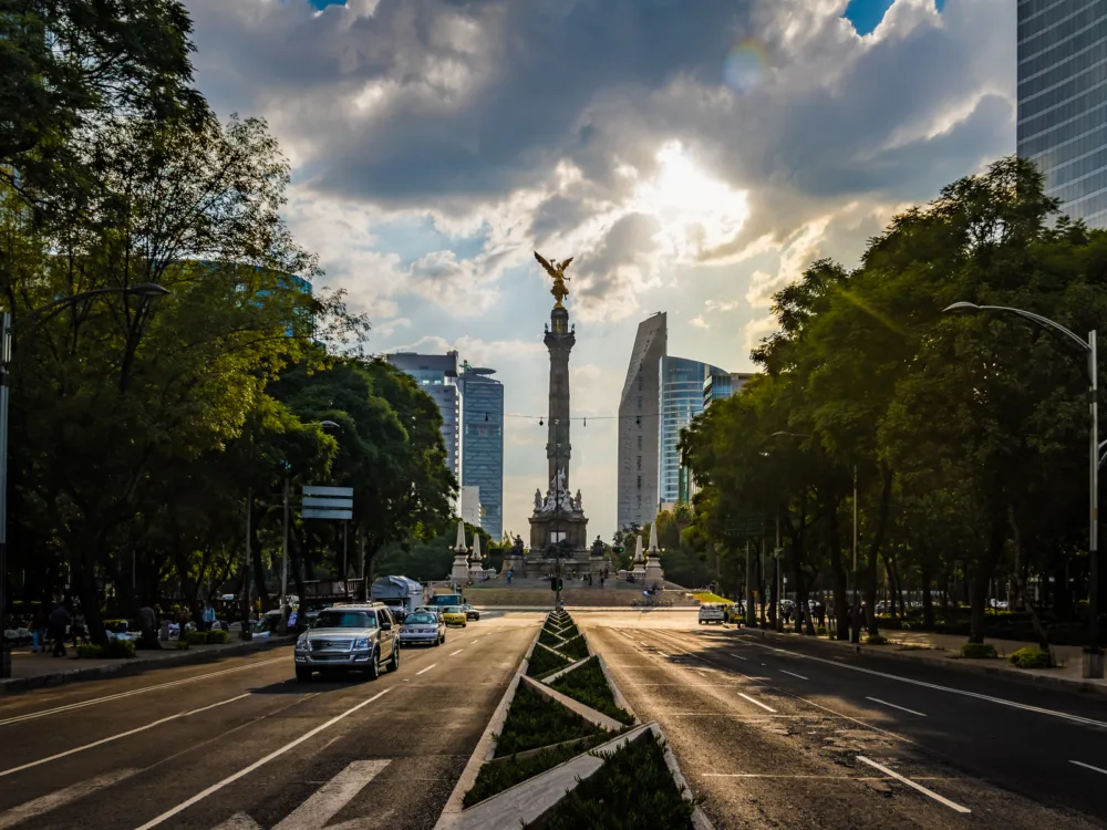 Highway leading to the town square pictured during the least busy time to visit Mexico City