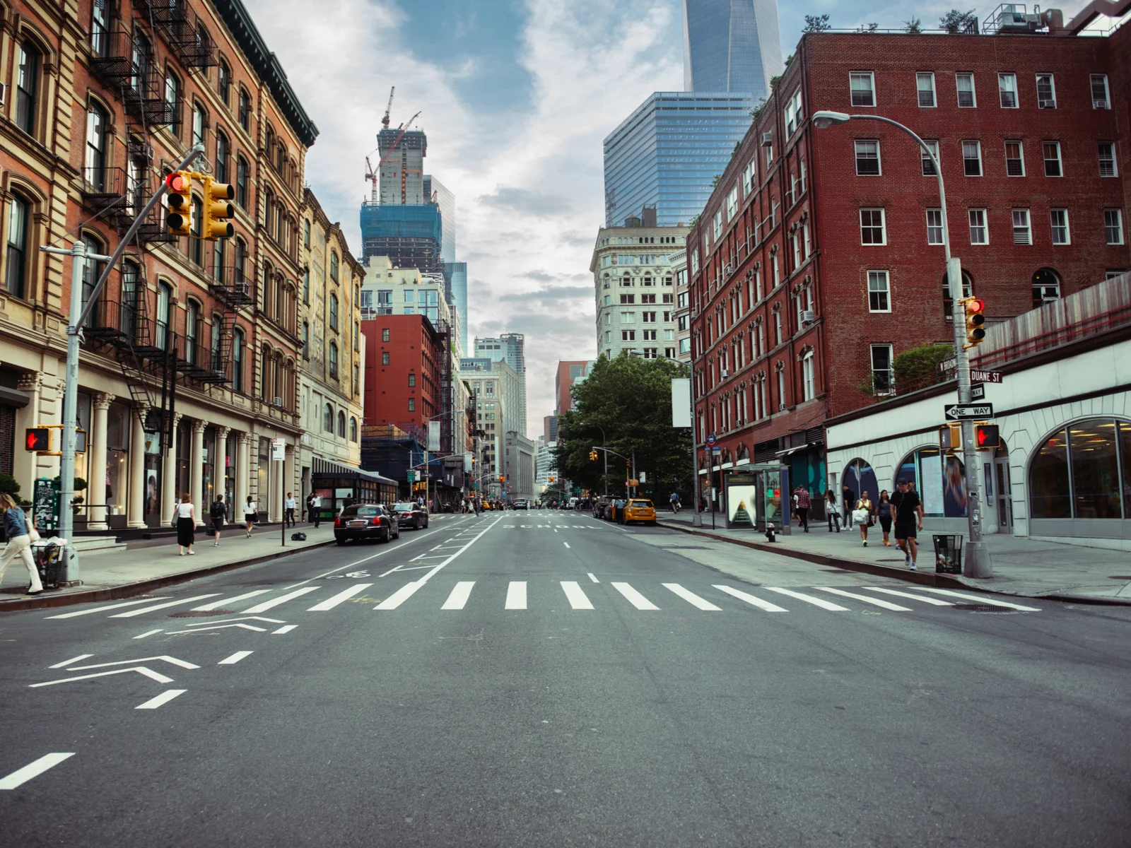 Empty street in urban Manhattan pictured during the least busy time to visit New York