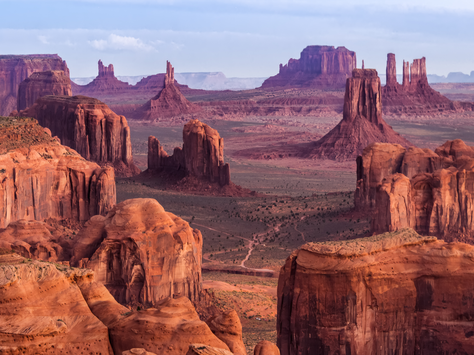 Mesmerizing Red-colored land formations at Monument Valley, one of the most beautiful places in the US