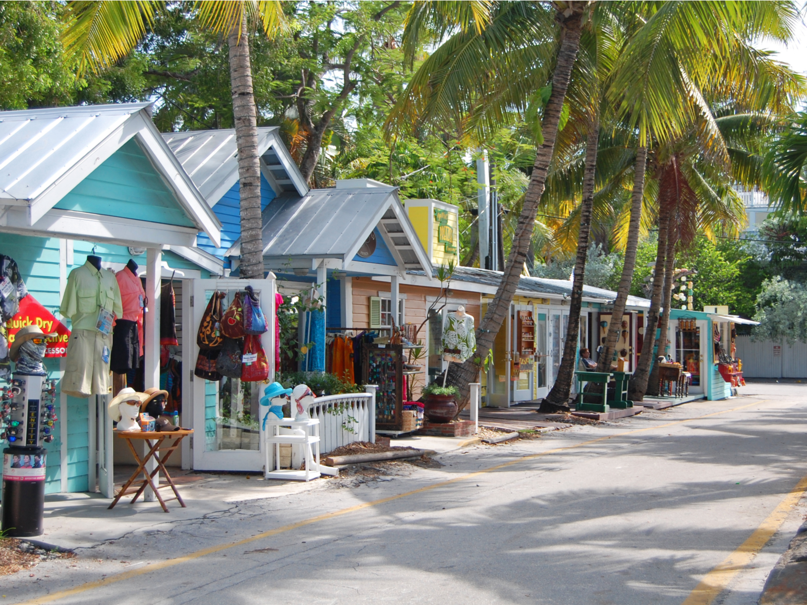 Street with little shops pictured outside the resorts for a piece on the least busy time to visit Key West
