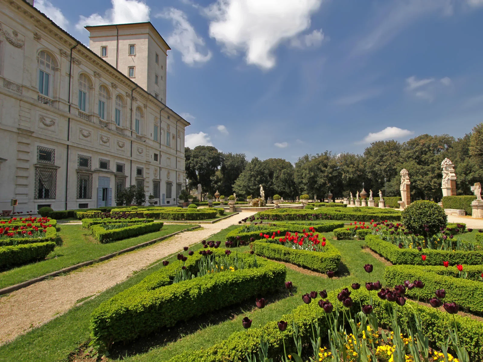 Villa Borghese, one of the best places to stay in Rome, pictured on a sunny day