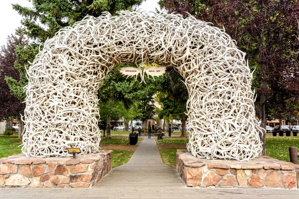 Jackson Hole Town Square featuring the Washington Memorial Park for a piece titled Where to Stay in Jackson Hole