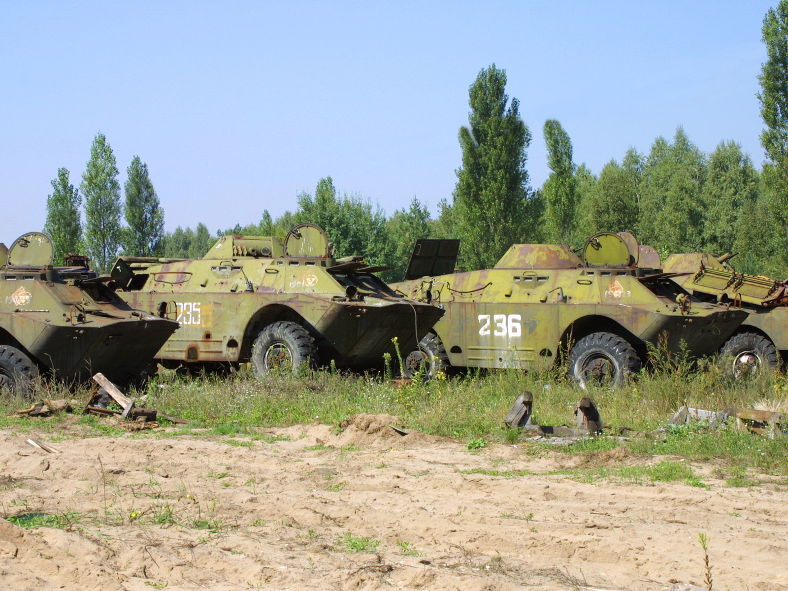 Tanks or armored troop carriers pictured in the exclusion zone to help answer is Chernobyl safe to visit