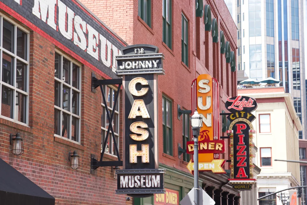 Johnny Cash Museum sign for a piece on is Nashville Safe to Visit
