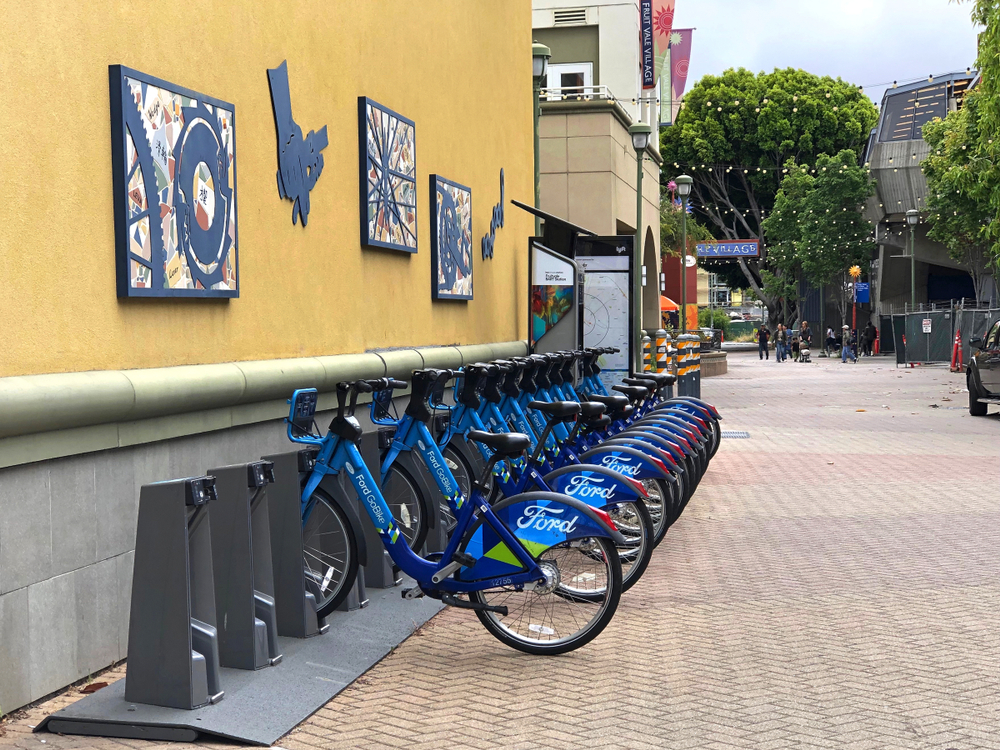 Fruitvale area with bikes lined up on the wall