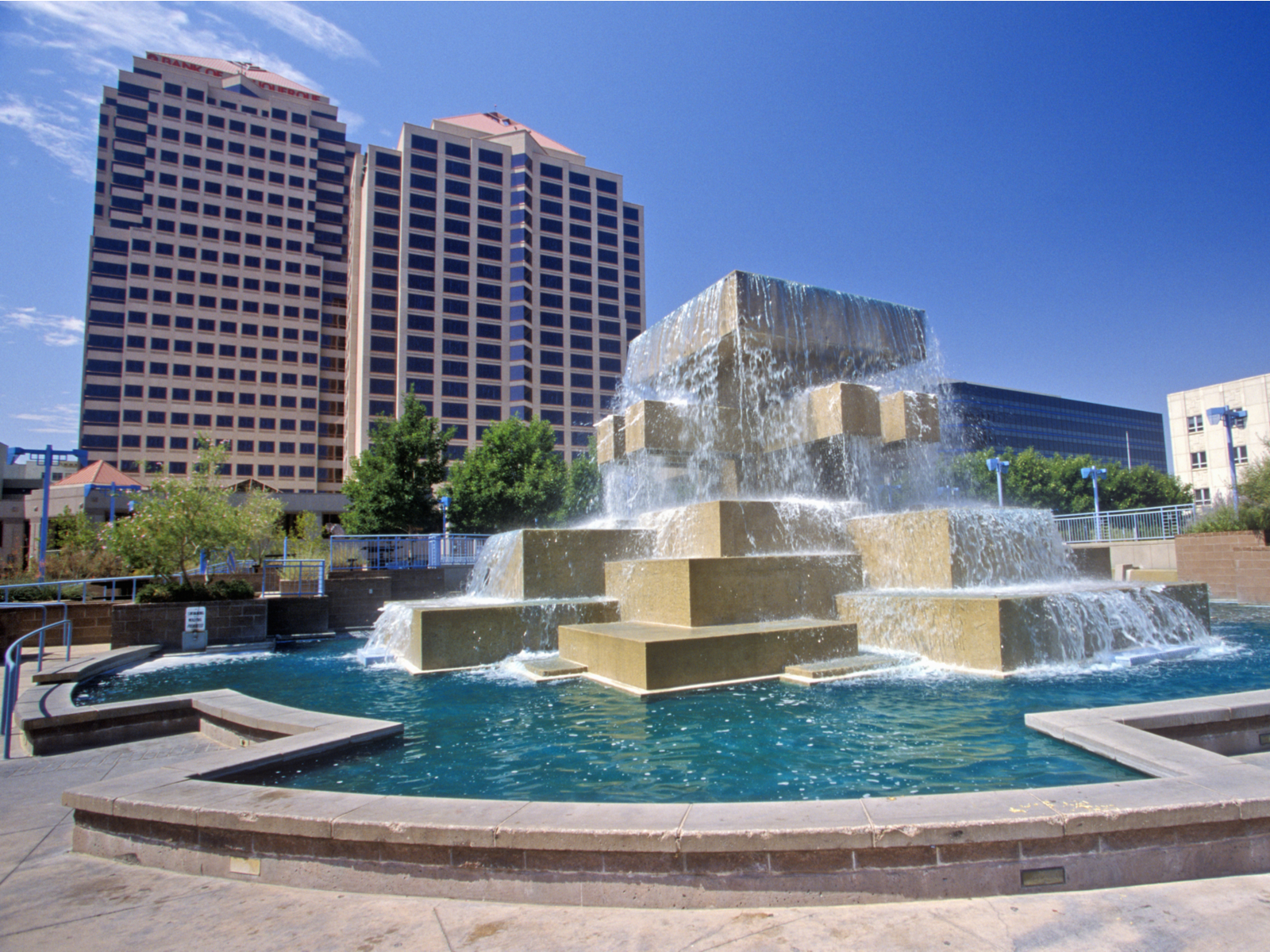 Fountain in the city center of downtown Albuquerque, NM