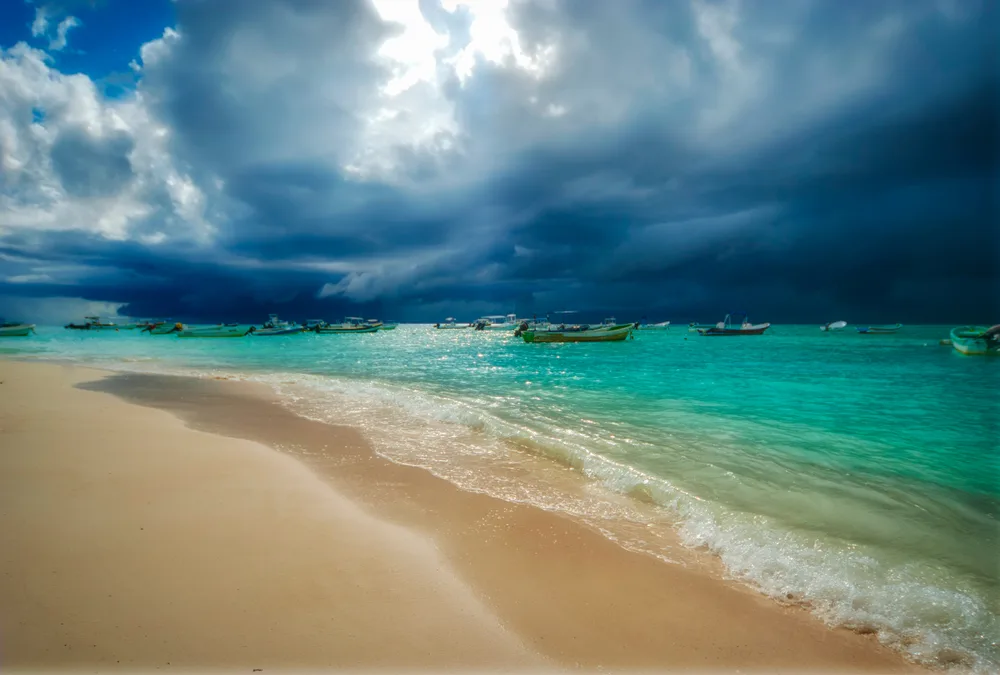Storm above the beach for a guide to whether or not Playa del Carmen is safe