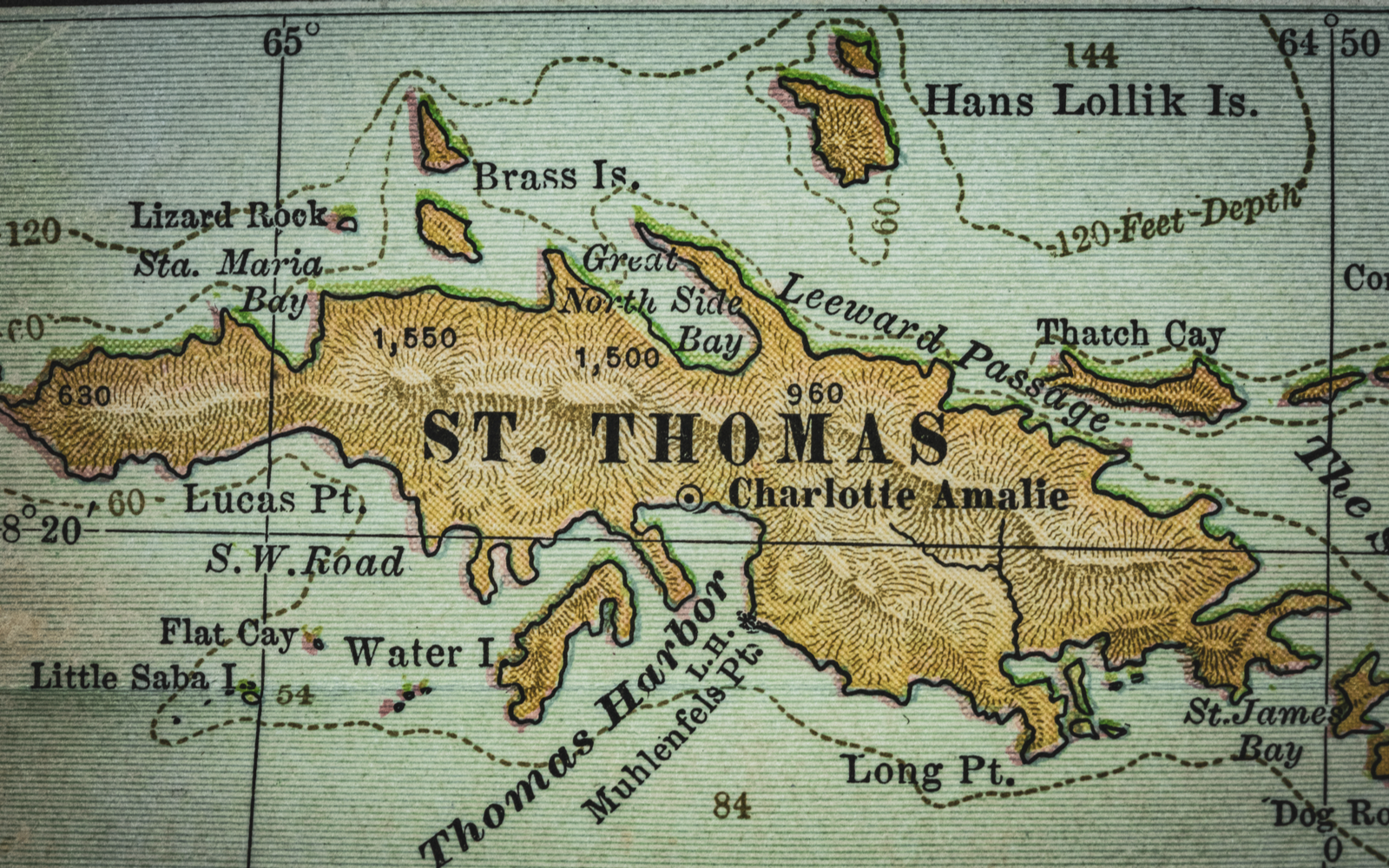 Vintage map of the best places to stay in St Thomas