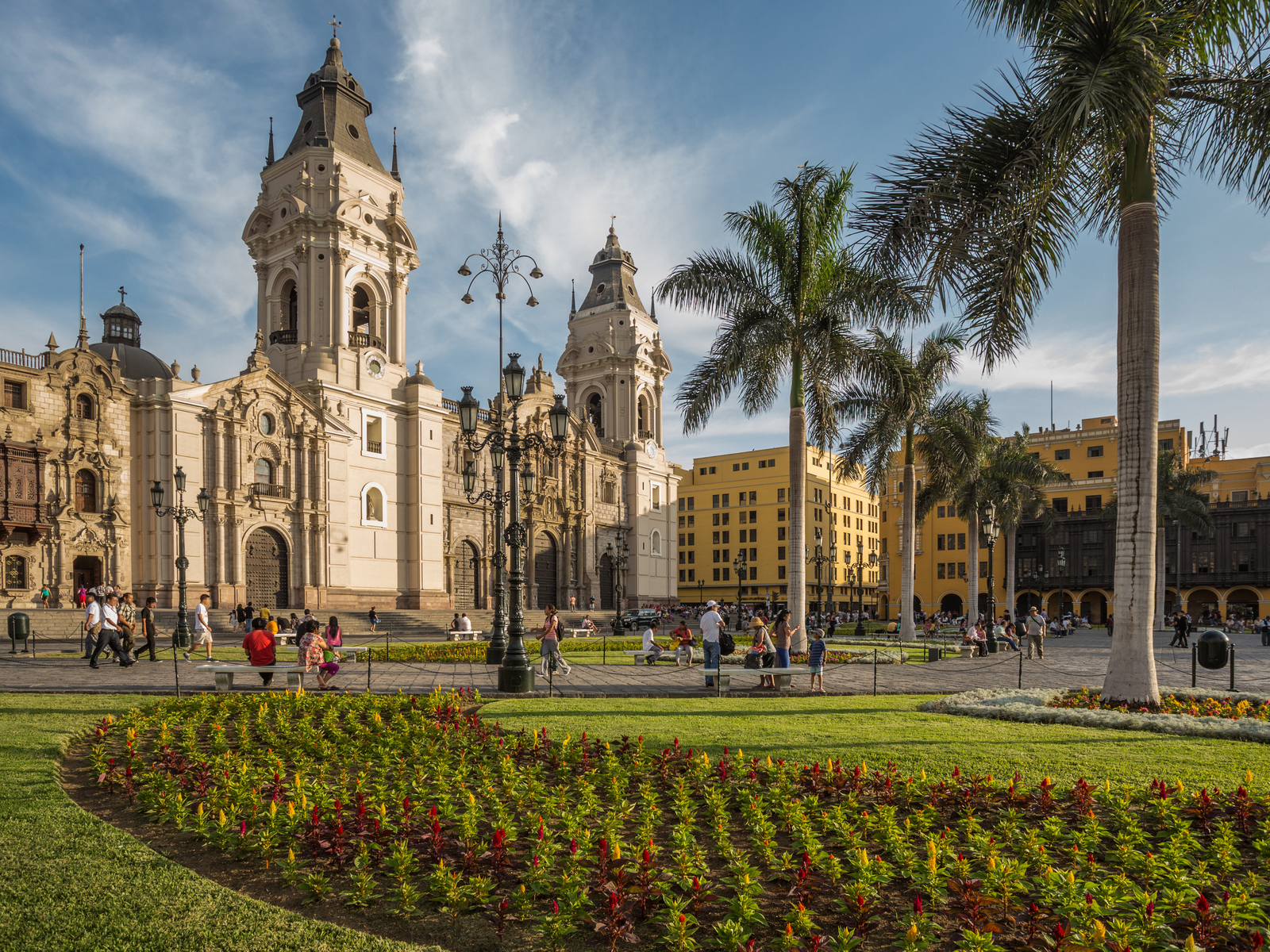 For a post titled Is Peru Safe, the cathedral is pictured from the middle of the park
