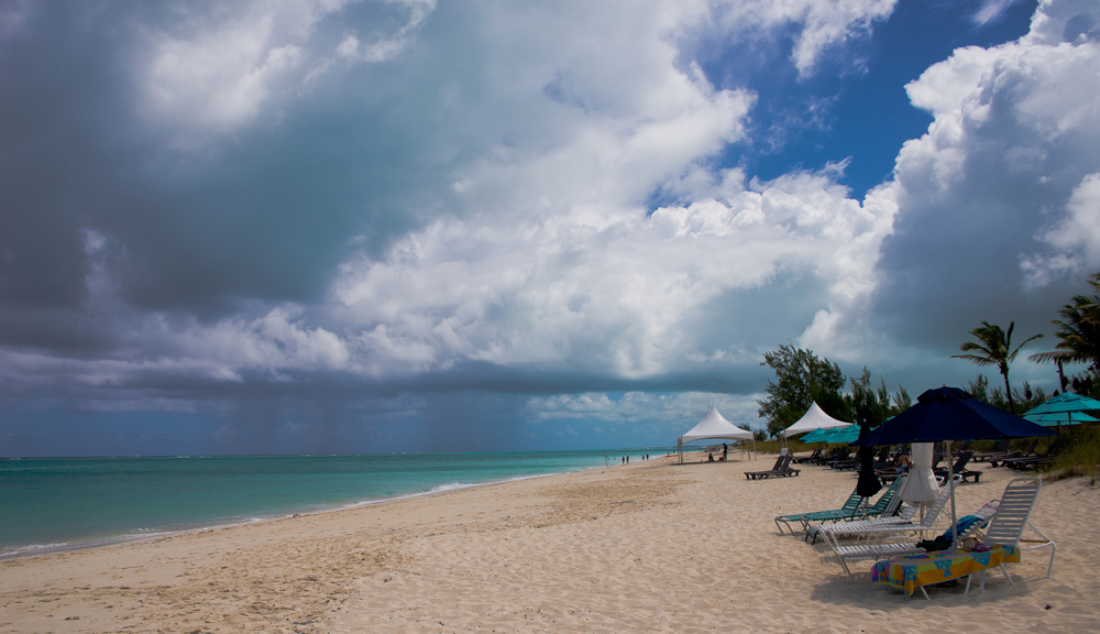 Storm over Grace Bay pictured for a piece titled Is Turks and Caicos Safe