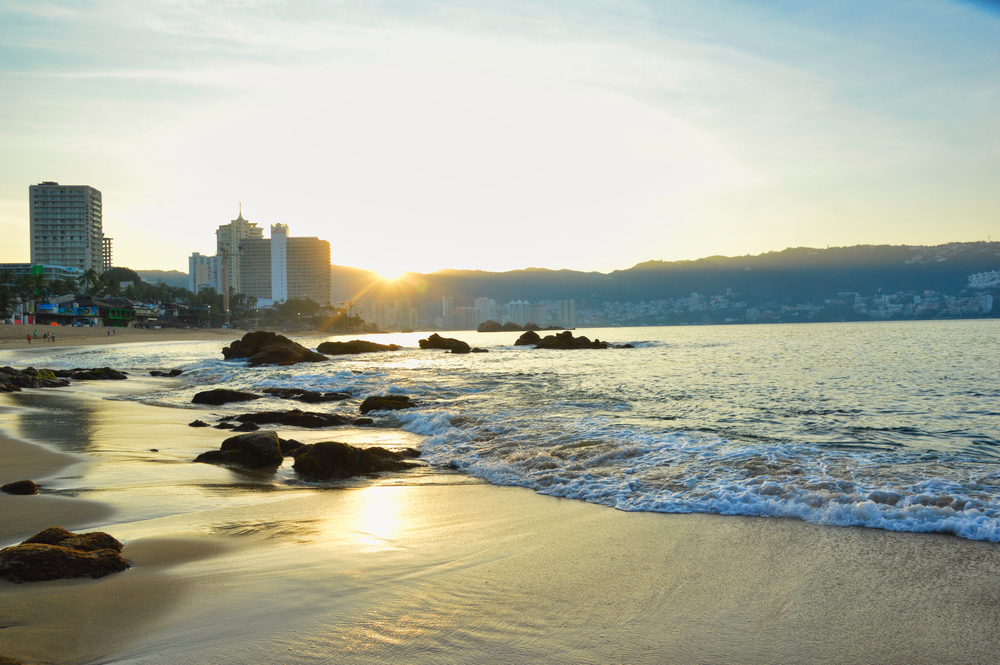 Sunrise over Acapulco Mexico beach