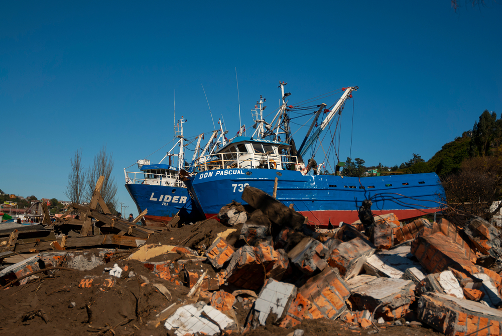To help answer, "is Chile safe," two ships washed ashore after a tsunami
