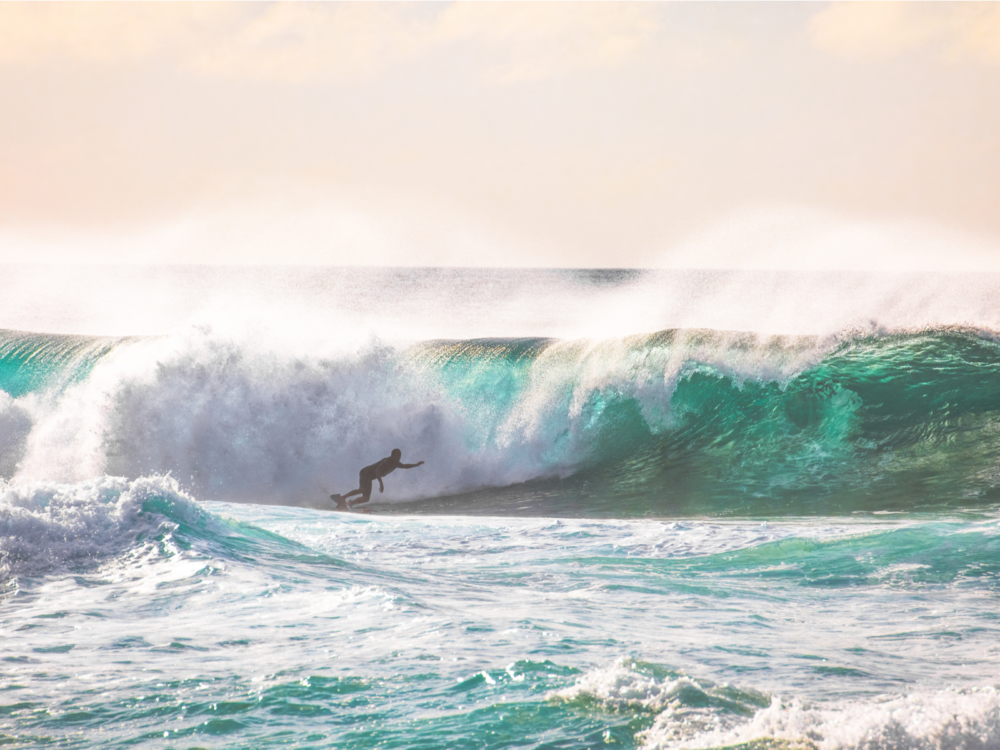 A man surfing a gigantic wave at the famous North shore, a piece on the best things to do in Oahu