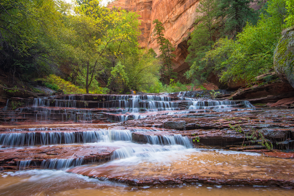 Archangel Falls on the left fork of the North Creek (Subway) trail, Zion National Park, Utah