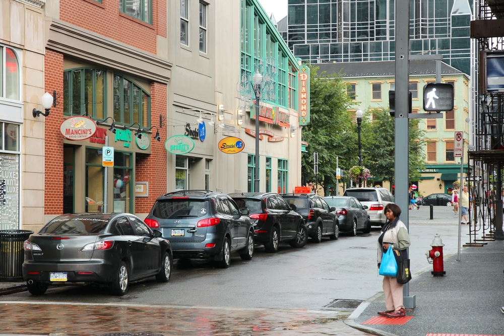 For a piece titled Is Pittsburgh Safe, the downtown area pictured with very clean streets