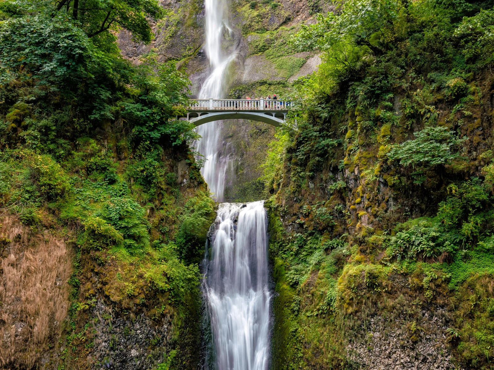 Multnomah Falls in the Columbia River Gorge during the best time to visit Portland Oregon