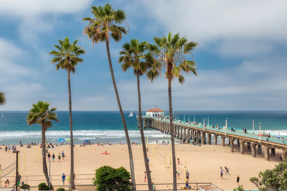 For a guide to whether or not Los Angeles is safe to visit, a shot of Manhattan Beach on a clear day