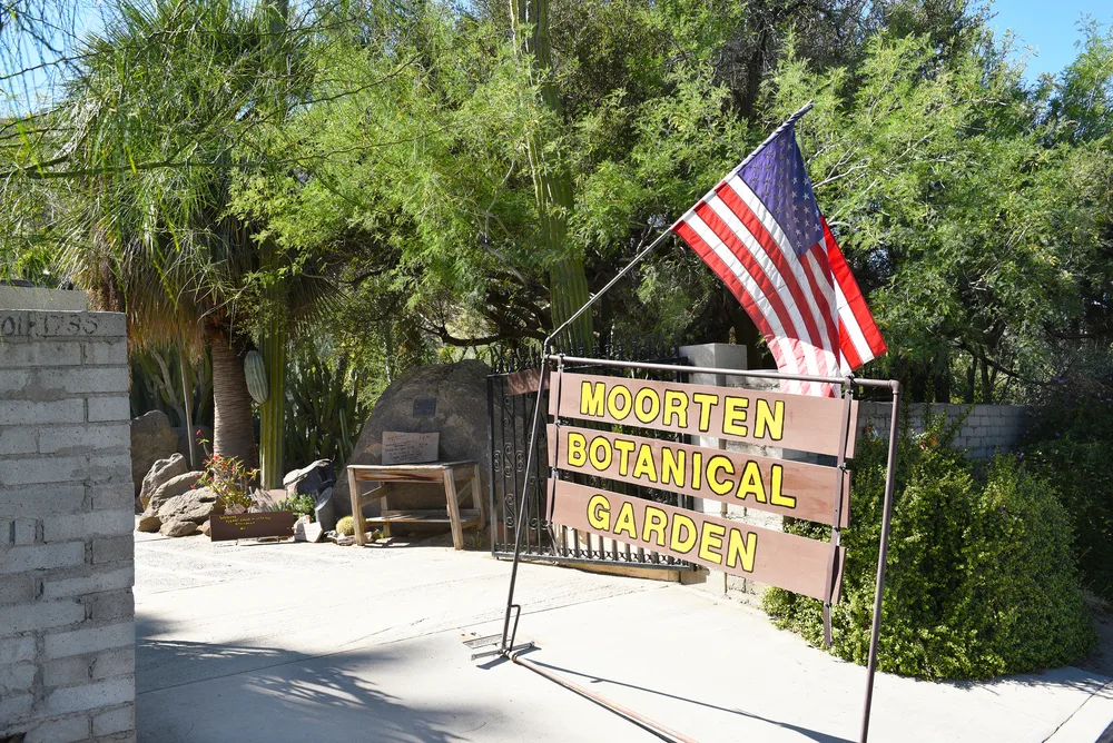 Photo of a sign at the entrance to the Moorten Botanical Garden for a piece on where to stay in Palm Springs