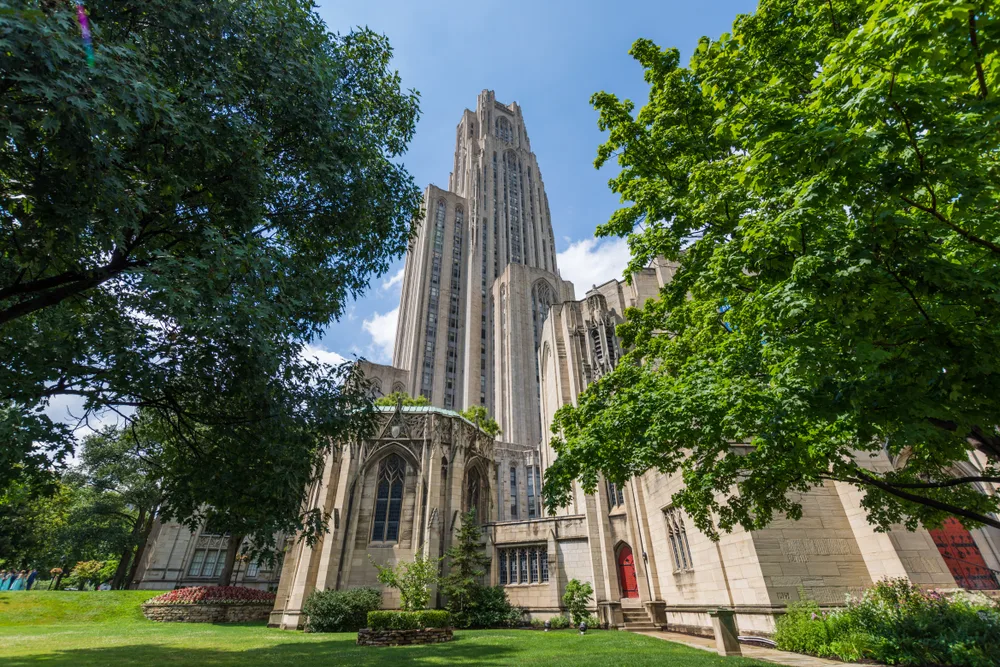 University of Pittsburgh pictured from a walking path
