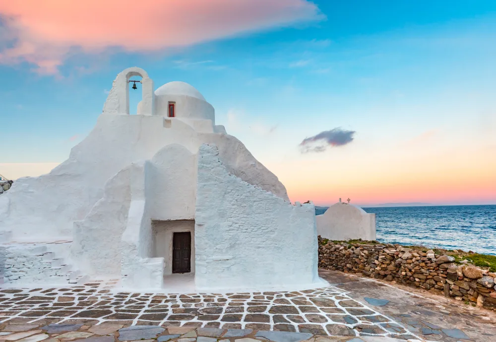 Panagia Paraportiani pictured in north Mykonos, one of the best places to stay on the island