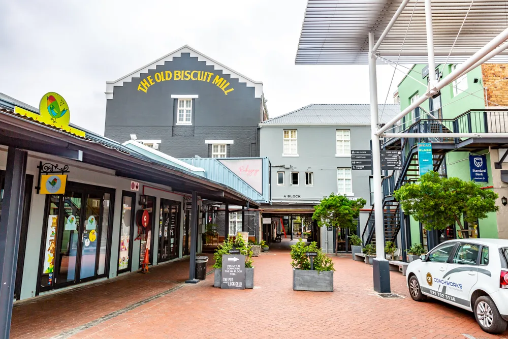 Woodstock district pictured on a cloudy day, one of the safest neighborhoods in Cape Town