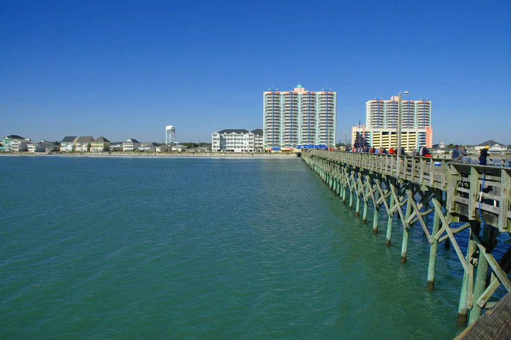 For a piece titled Where to Stay in Myrtle Beach, a view from the fishing pier in Cherry Grove