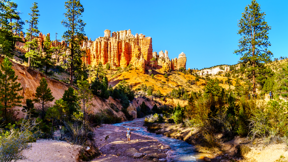 Water flowing through a valley in Tropic, one of the top picks when picking where to stay in Bryce Canyon