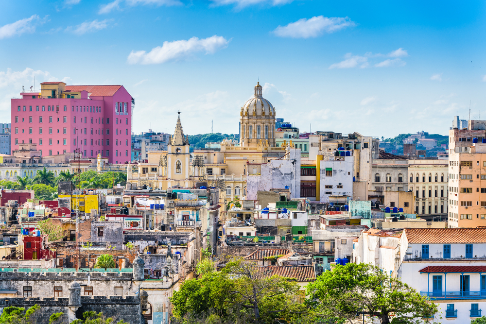 Aerial view of downtown Havana on a sunny day showing why you should visit Cuba