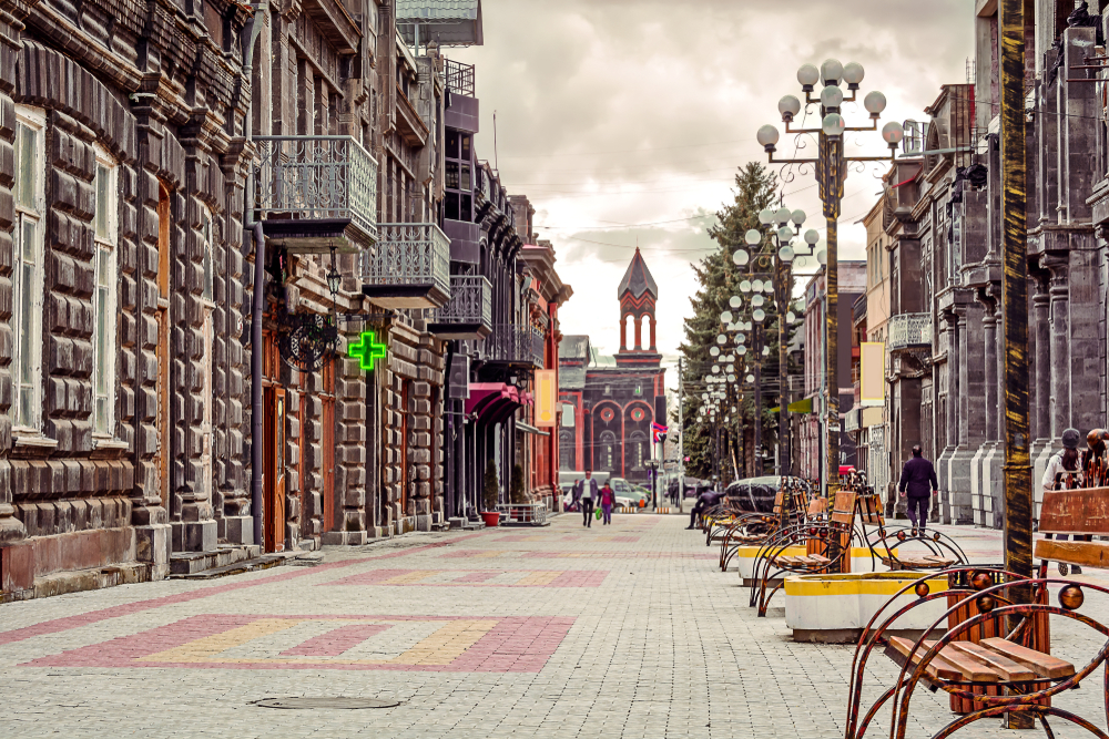Scenic street in Gyumri as an example of a safe neighborhood for a piece on Is Armenia Safe