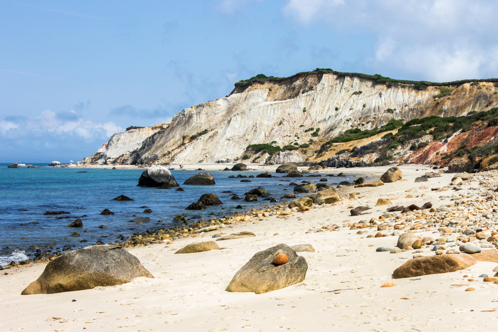 Sandy beach on Aquinnah pictured during the spring, one of the overall best times to visit Martha's Vineyard