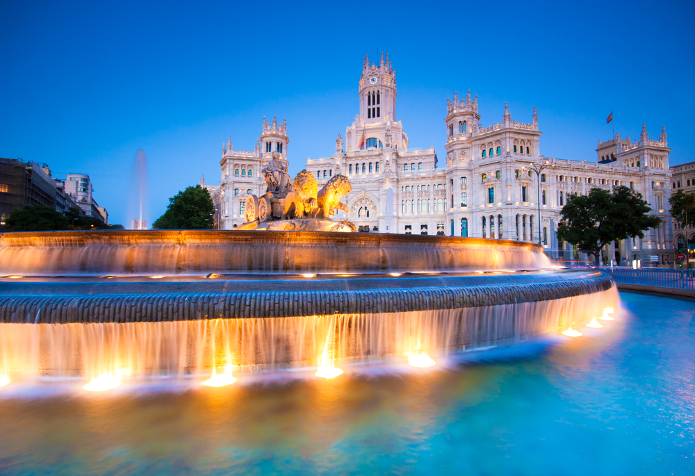 Gorgeous fountains in front of Cyble's Square in Madrid, pictured during the best time to go
