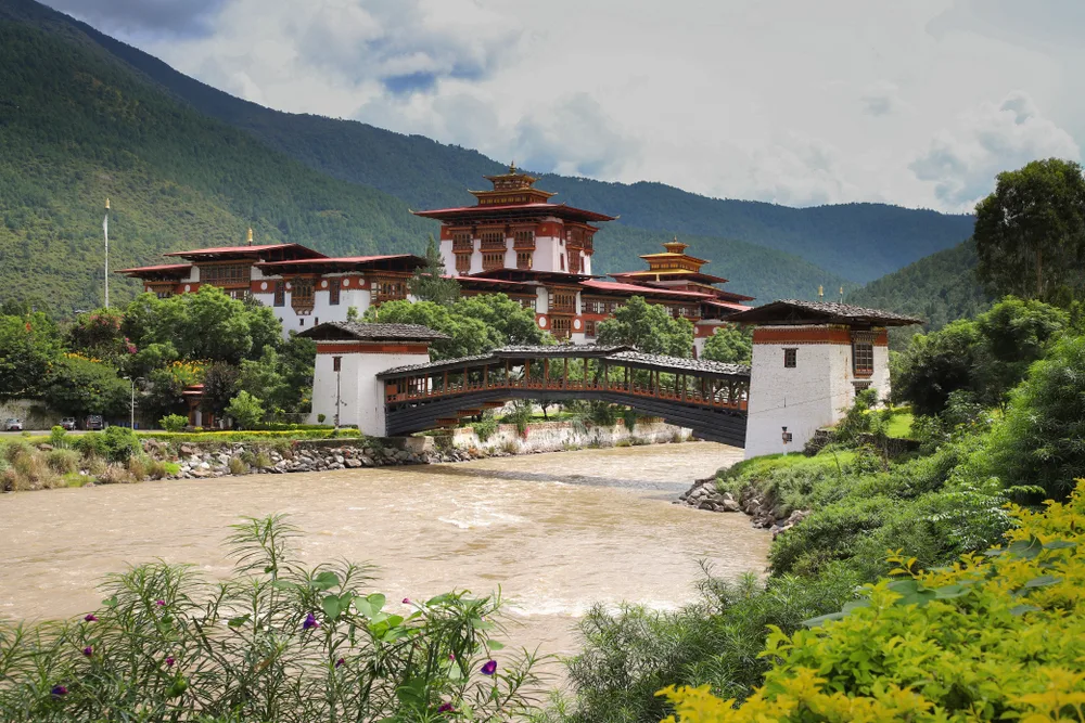 View of Punakha Castle for a frequently asked questions section in a piece on the best time to go to Bhutan