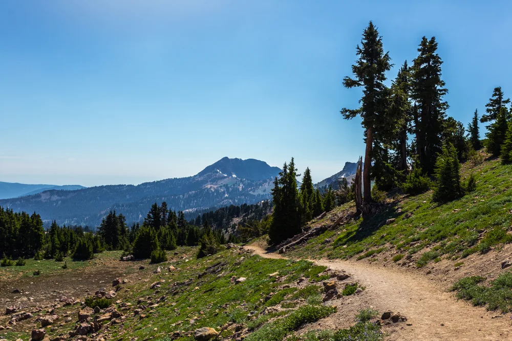 The Lassen Peak trail pictured during the best time to visit Lassen Volcanic National Park