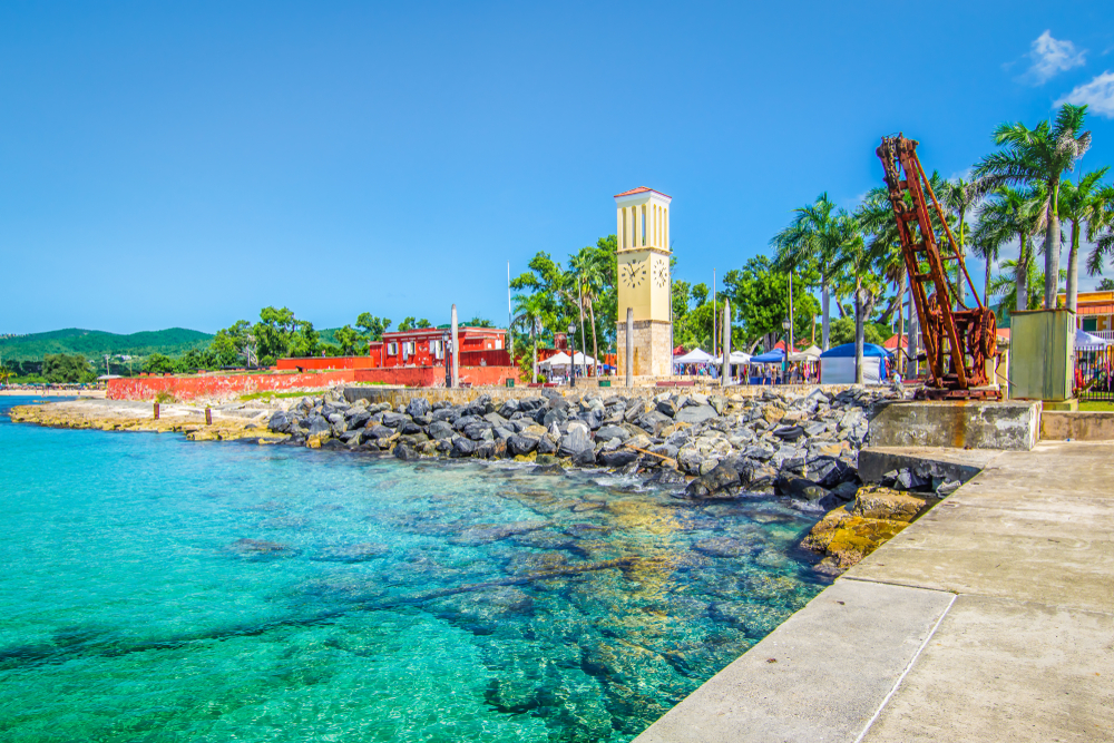 Frederiksted Cruise Port with clear water on a sunny day for a frequently asked questions section on the best time to visit St. Croix