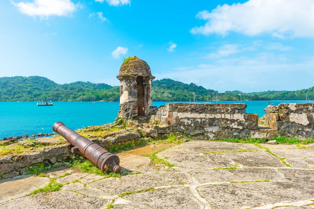 Image of the Spanish Fortress on a Summer day overlooking the coast for a piece on the best time to visit Panama