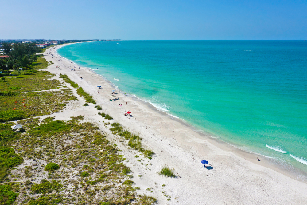 View of Bradenton Beach from Holmes Beach showing the best time to visit Anna Maria Island