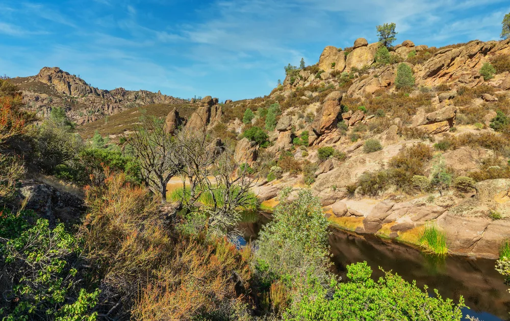 Image of rock formations within the park boundaries for a frequently asked questions section on the best time to visit Pinnacles National Park