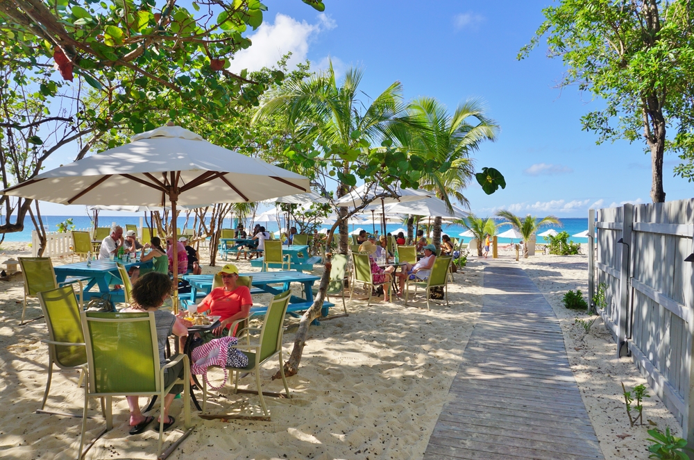 Image showing Meads Bay with restaurant outdoor dining during November, the cheapest time to visit Anguilla