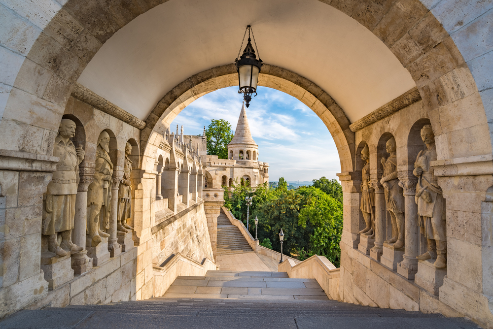 View from Fisherman Bastion Gate of the Budapest skyline showing the cheapest time to visit Budapest